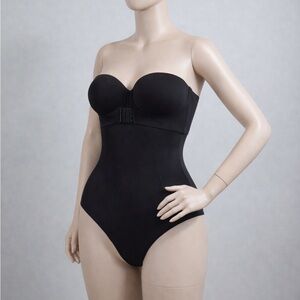 Strapless Black Thong Shapewear Bodysuit w/ Built-In Bra – Size L – New